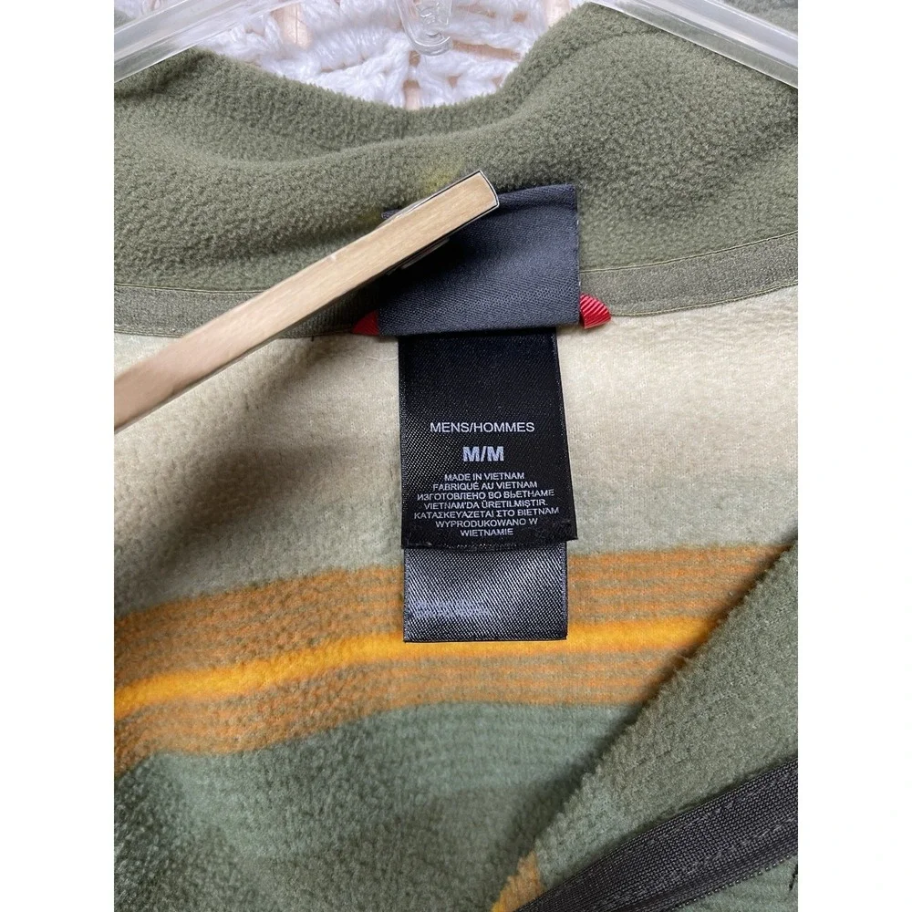 The North Face Fleece 1/4 Zip Pullover Mens M Long Sleeve Striped Green Oran